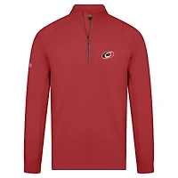 Pull-over zippé quart de tour Theory Insignia Core Raglan rouge pour homme Levelwear Carolina Hurricanes