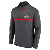 Haut raglan à fermeture éclair quart de tour pour homme, logo Athletic Heather Charcoal, Carolina Hurricanes