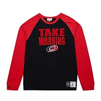 T-shirt à manches longues raglan légendaire noir/rouge Carolina Hurricanes de Mitchell & Ness pour homme
