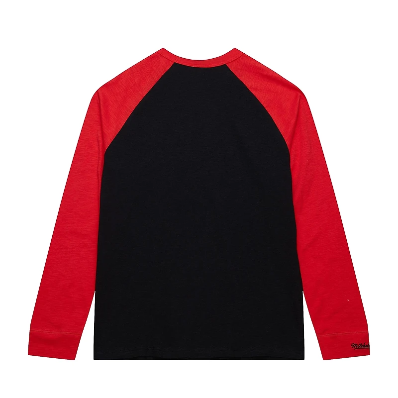 Men's Mitchell & Ness Black/Red Carolina Hurricanes Legendary Slub Raglan Long Sleeve T-Shirt