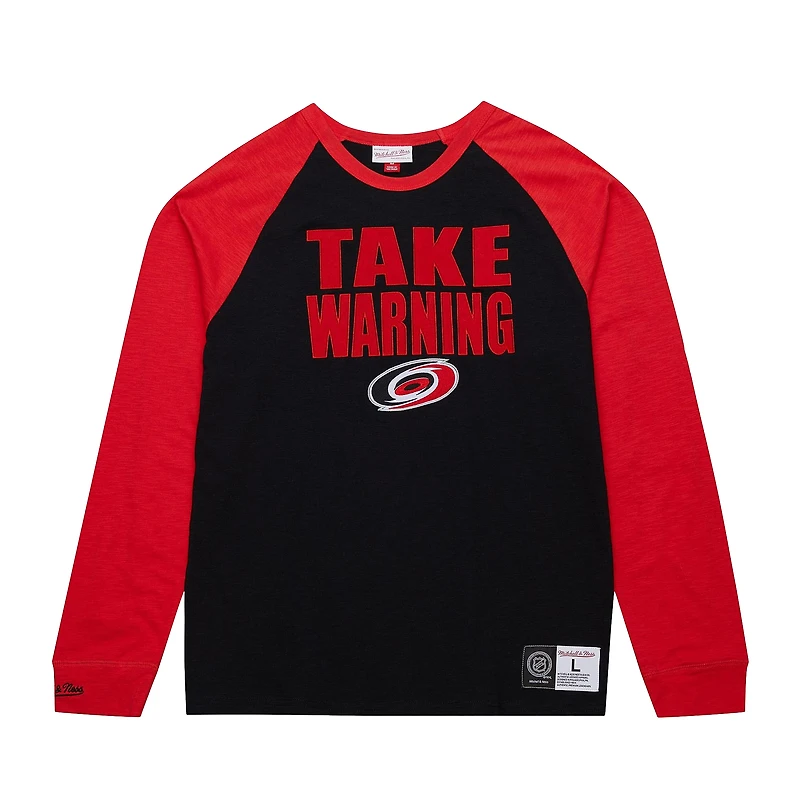 T-shirt à manches longues raglan légendaire noir/rouge Carolina Hurricanes de Mitchell & Ness pour homme