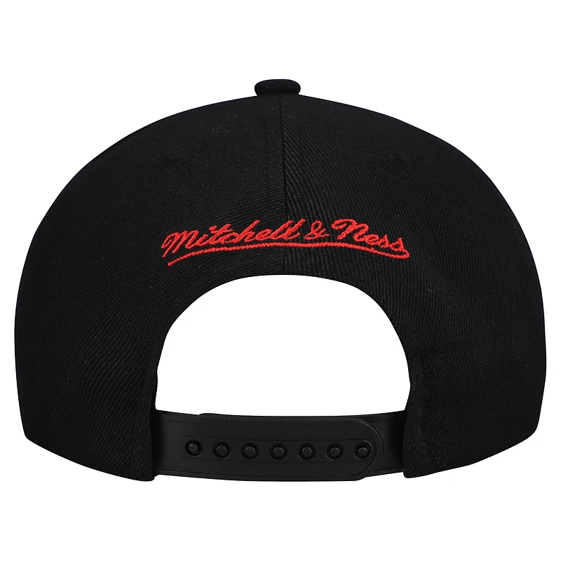Men's Mitchell & Ness Black Carolina Hurricanes Retro Script Colorblock Snapback Hat