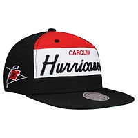 Men's Mitchell & Ness Black Carolina Hurricanes Retro Script Colorblock Snapback Hat