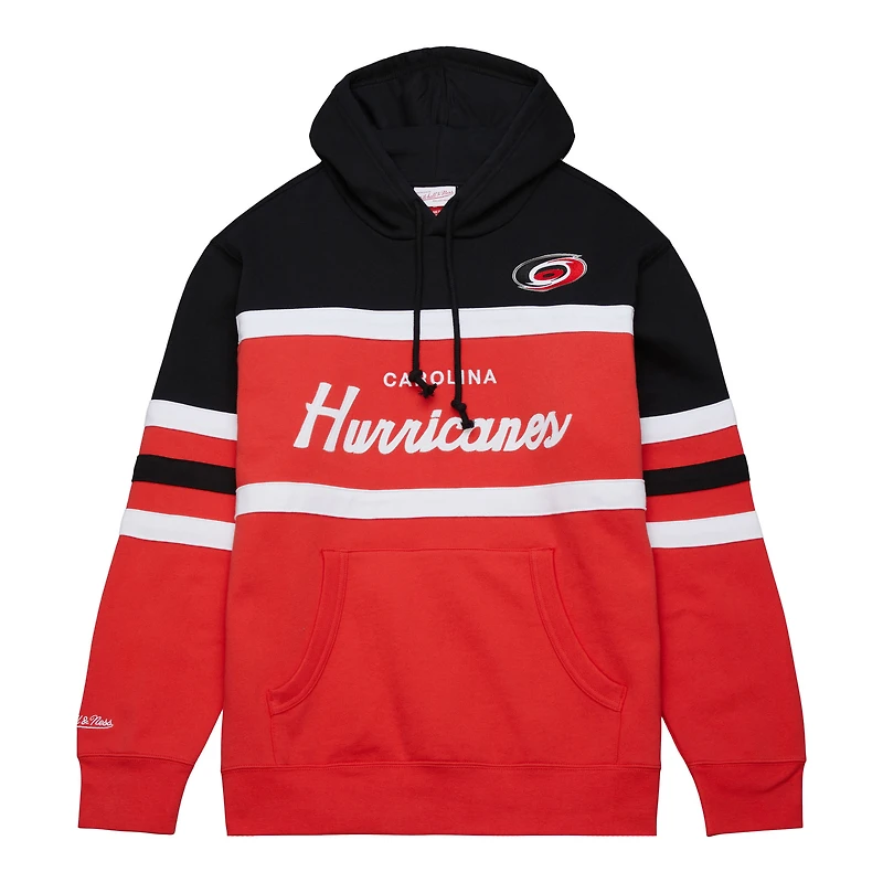 Men's Mitchell & Ness Red/Black Carolina Hurricanes Head Coach Pullover Hoodie