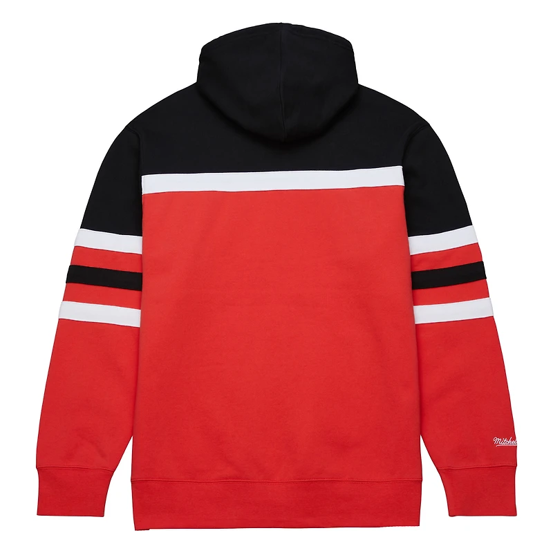 Chandail à capuchon d'entraîneur-chef des Hurricanes de la Caroline rouge/noir Mitchell & Ness pour hommes