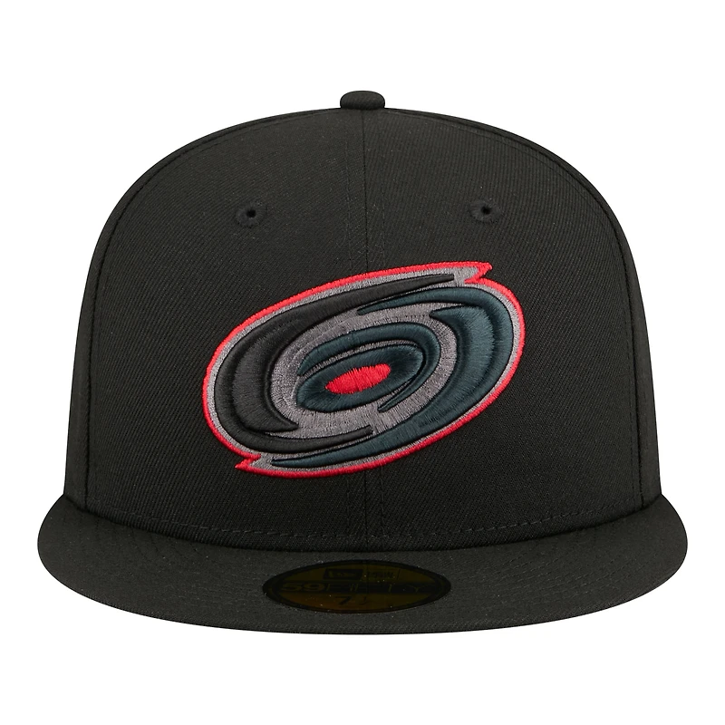 Men's New Era Black Carolina Hurricanes Color Pop 59FIFTY Fitted Hat