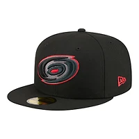 Casquette ajustée New Era 59FIFTY pour homme, noire, Carolina Hurricanes, coloris vif.