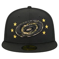 Casquette ajustée 59FIFTY pour homme New Era, motif camouflage numérique, étoiles, Carolina Hurricanes, noir