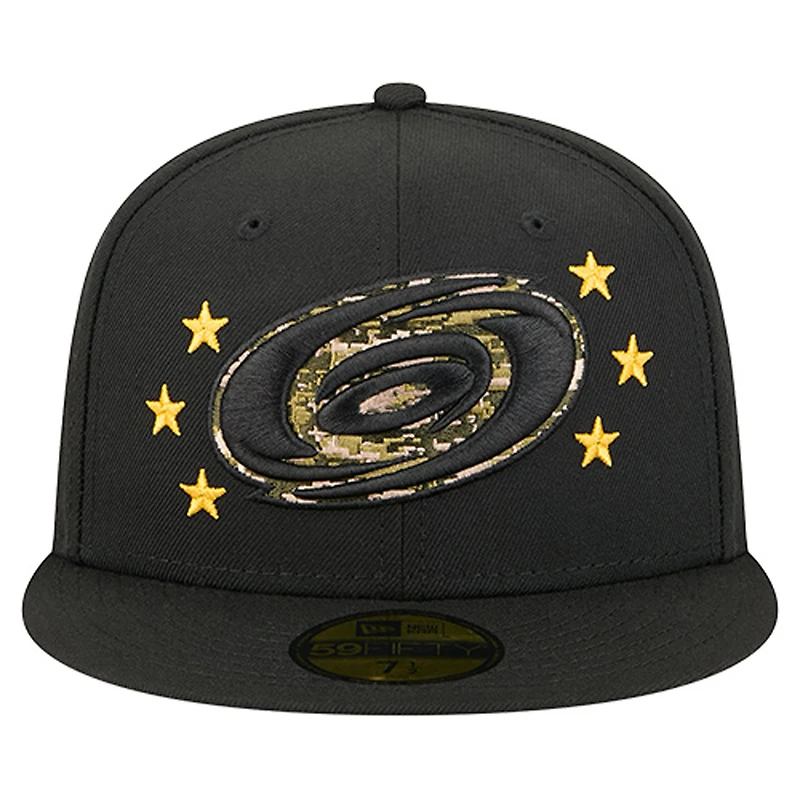 Men's New Era Black Carolina Hurricanes Military Appreciation Digital Camo Stars 59FIFTY Fitted Hat
