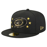 Casquette ajustée 59FIFTY pour homme New Era, motif camouflage numérique, étoiles, Carolina Hurricanes, noir