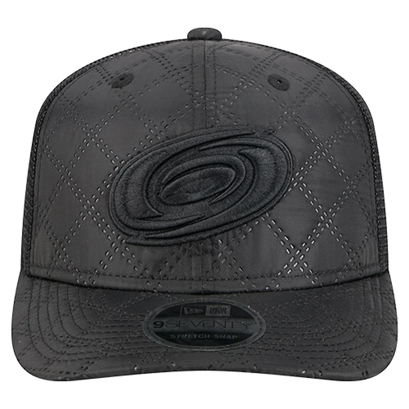 Men's New Era  Black Carolina Hurricanes Quilted Nylon 9SEVENTY Adjustable Trucker Hat