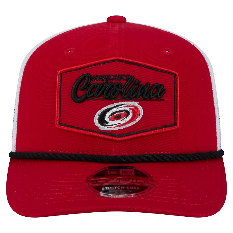 Men's New Era Red/White Carolina Hurricanes Team Patch Basic 9SEVENTY Adjustable Trucker Hat