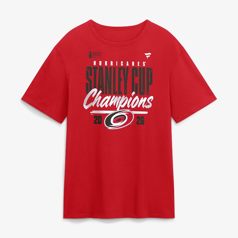 T-shirt rouge pour homme des Hurricanes de la Caroline, champions Coupe Stanley 2026