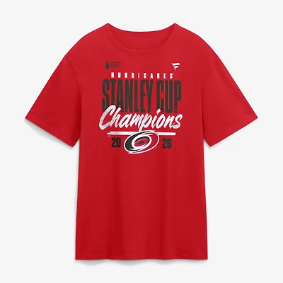 T-shirt rouge pour homme des Hurricanes de la Caroline, champions Coupe Stanley 2026