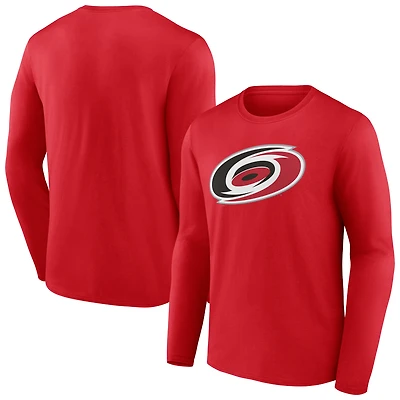 Men's Red Carolina Hurricanes Primary Logo Long Sleeve T-Shirt