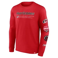 T-shirt rouge à manches longues Strike the Goal pour homme des Hurricanes de la Caroline
