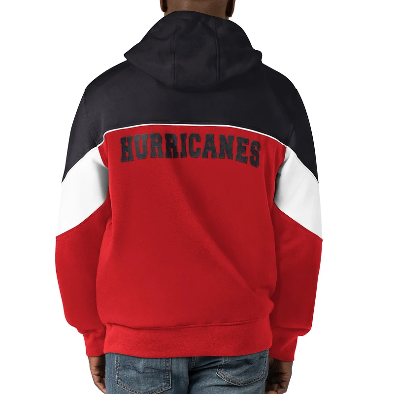 Sweat à capuche entièrement zippé Power Forward des Hurricanes de la Caroline Starter rouge/noir pour hommes