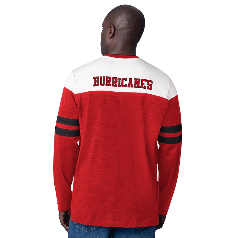 T-shirt à manches longues rouge Blitz Durene pour homme des Hurricanes de la Caroline
