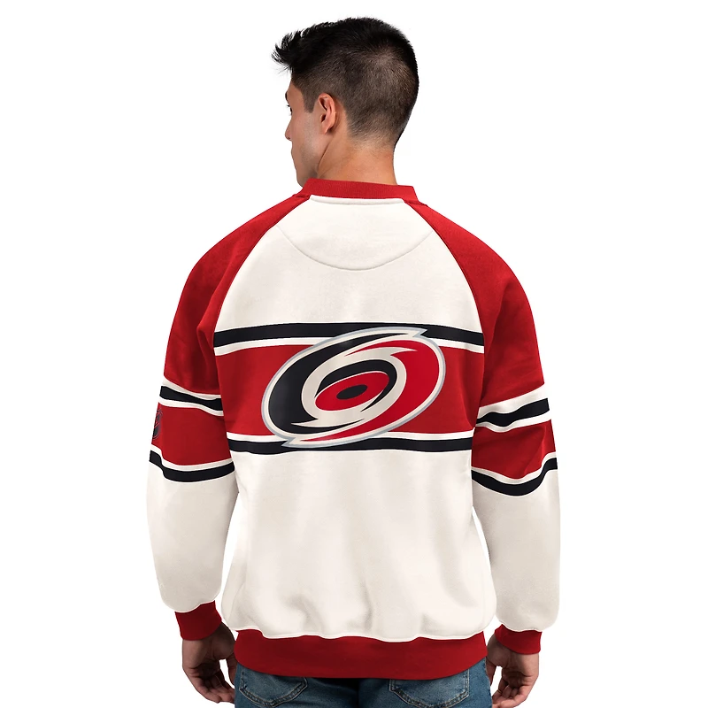 Sweat-shirt à col rond en polaire Starter blanc Carolina Hurricanes Defense pour homme