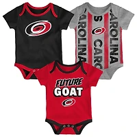 Ensemble de trois bodies pour nouveau-né Carolina Hurricanes Loyal Buddies