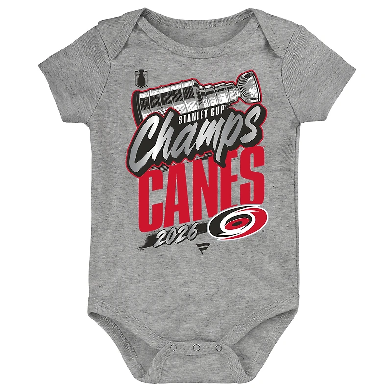 Body pour nouveau-né Fanatics Heather Gray Carolina Hurricanes, champions de la Coupe Stanley 2026