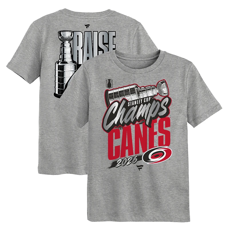 Preschool Fanatics Heather Gray Carolina Hurricanes 2026 Stanley Cup Champions Locker Room T-Shirt