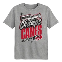 T-shirt Preschool Fanatics Heather Gray Carolina Hurricanes, champions de la Coupe Stanley 2026, vestiaire