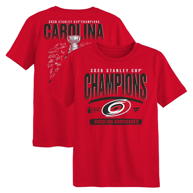 Preschool Fanatics Red Carolina Hurricanes 2026 Stanley Cup Champions Signature Roster T-Shirt