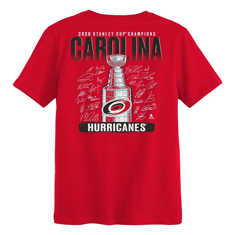 Preschool Fanatics Red Carolina Hurricanes 2026 Stanley Cup Champions Signature Roster T-Shirt