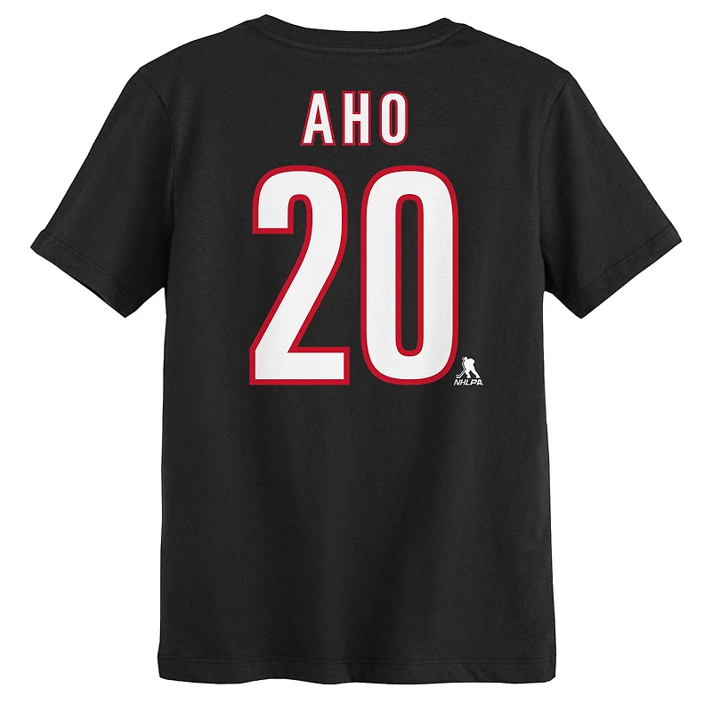 Preschool Outerstuff Sebastian Aho Black Carolina Hurricanes 2026 Stanley Cup Champions Name & Number T-Shirt
