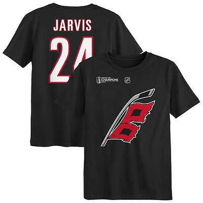 Preschool Outerstuff Seth Jarvis Black Carolina Hurricanes 2026 Stanley Cup Champions Name & Number T-Shirt