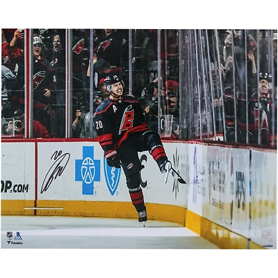 Sebastian Aho Carolina Hurricanes Autographed 16" x 20" Black Jersey Celebration Photograph 
