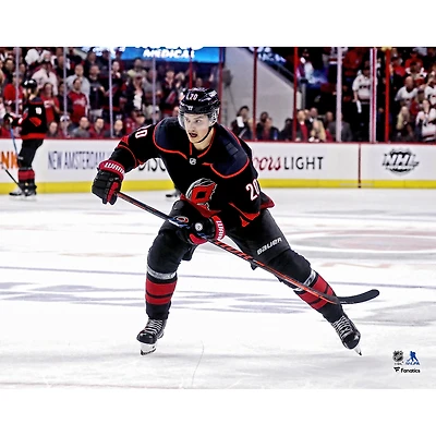 Sebastian Aho Carolina Hurricanes Unsigned Black Alternate Jersey Skating Photograph