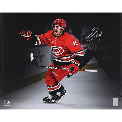 Seth Jarvis Carolina Hurricanes Autographed 16" x 20" Red Jersey Celebration Spotlight Photograph