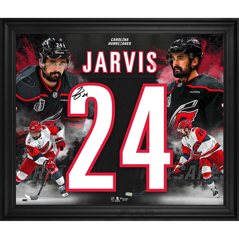 Seth Jarvis Carolina Hurricanes Autographed 2026 Stanley Cup Champions Framed 20" x 24" Jersey Number Collage