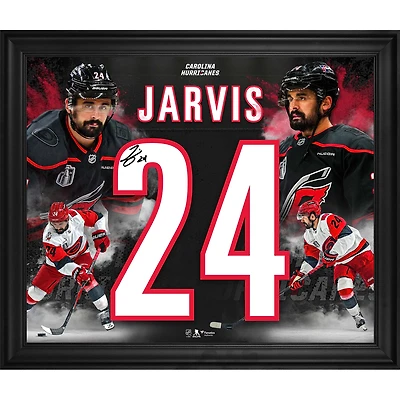 Seth Jarvis Carolina Hurricanes Autographed 2026 Stanley Cup Champions Framed 20" x 24" Jersey Number Collage