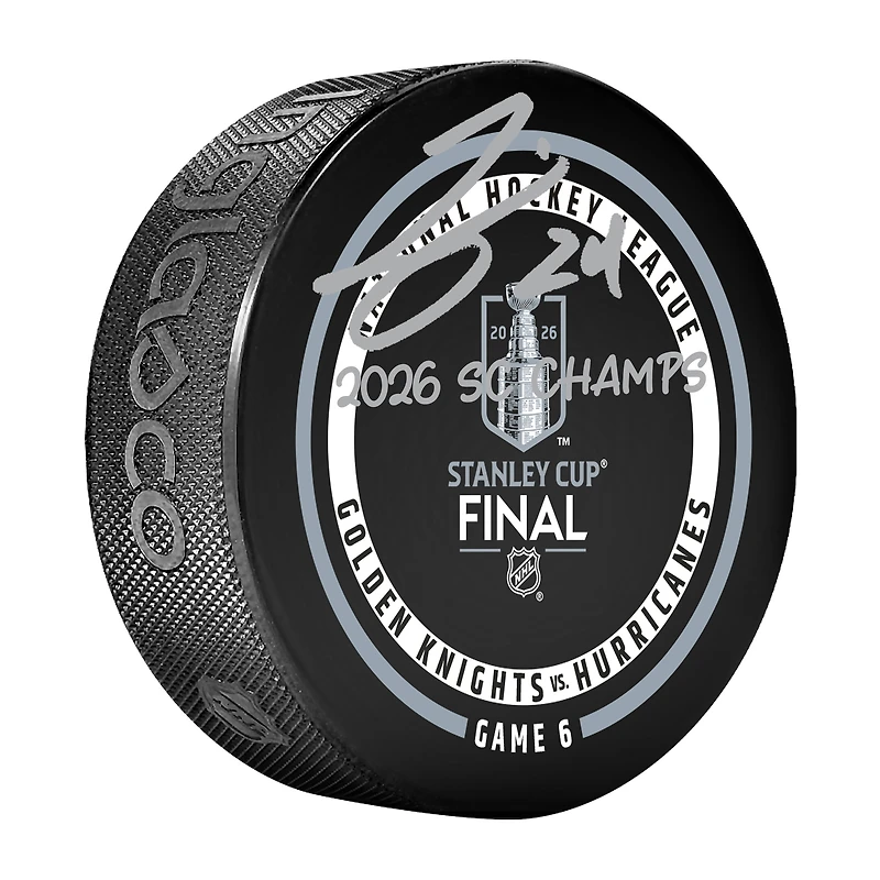 Seth Jarvis Carolina Hurricanes Autographed 2026 Stanley Cup Champions Official Game Puck with "2026 SC Champs" Inscription