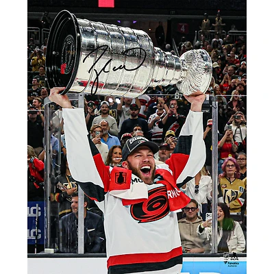 Taylor Hall Carolina Hurricanes Autographed 2026 Stanley Cup Champions 16" x 20" Raising Cup Photograph