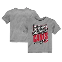 Toddler Fanatics Heather Gray Carolina Hurricanes 2026 Stanley Cup Champions Authentic Locker Room T-Shirt