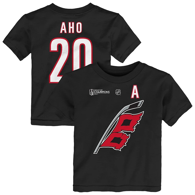 Toddler Outerstuff Sebastian Aho Black Carolina Hurricanes 2026 Stanley Cup Champions Name & Number T-Shirt