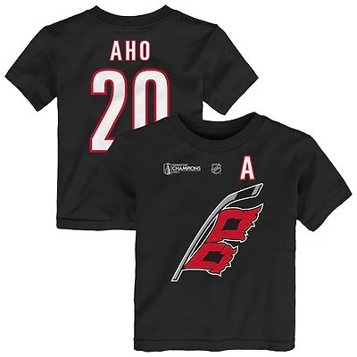 Toddler Outerstuff Sebastian Aho Black Carolina Hurricanes 2026 Stanley Cup Champions Name & Number T-Shirt