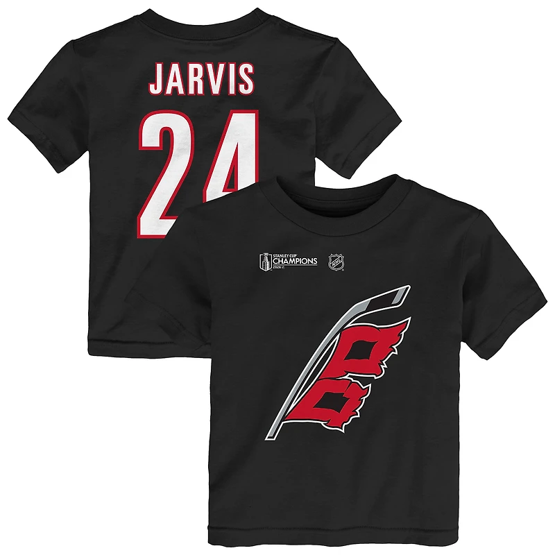 Toddler Outerstuff Seth Jarvis Black Carolina Hurricanes 2026 Stanley Cup Champions Name & Number T-Shirt