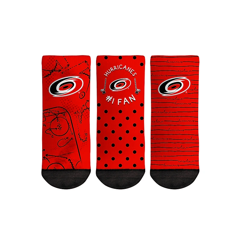 Chaussettes Rock Em pour tout-petits Carolina Hurricanes #1 Fan Lot de 3 paires de chaussettes
