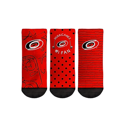 Chaussettes Rock Em pour tout-petits Carolina Hurricanes #1 Fan Lot de 3 paires de chaussettes