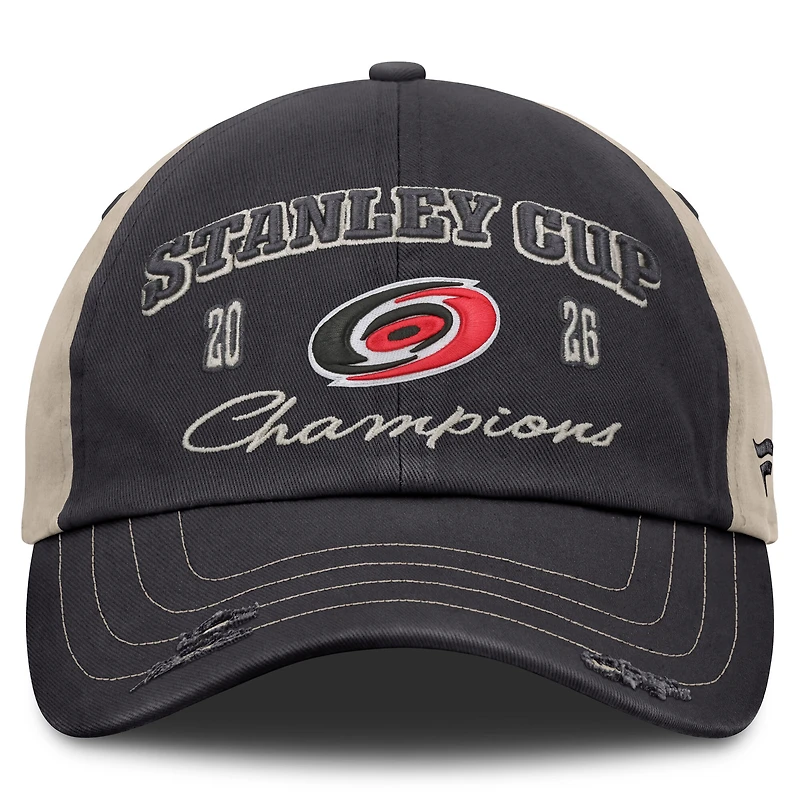 Unisex Fanatics Black/Light Beige Carolina Hurricanes 2026 Stanley Cup Champions Unstructured Adjustable Hat