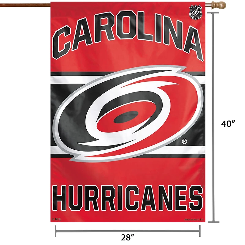 Bannière verticale simple face WinCraft Carolina Hurricanes, logo principal 28" x 40".
