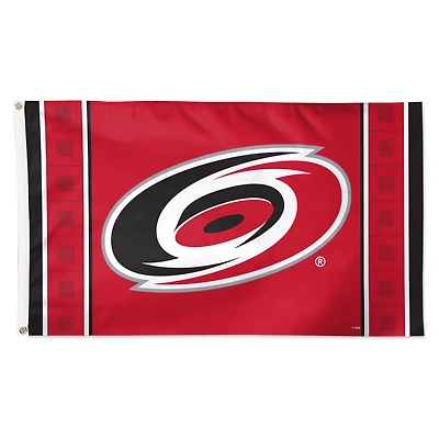Drapeau de luxe à rayures et logo WinCraft Carolina Hurricanes 3 pi x 5 pi, simple face