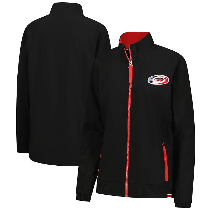 Veste d'entraîneur entièrement zippée Authentic Pro des Hurricanes de la Caroline Fanatics pour femmes, noire