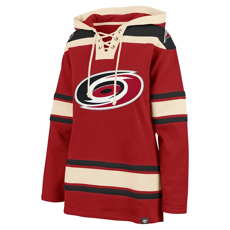 Women's '47  Red Carolina Hurricanes Superior Lacer Pullover Hoodie