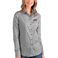 Women's Antigua Black/White Carolina Hurricanes Structure Long Sleeve Button-Up Shirt